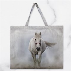Horse Mammal White Horse Animal Zipper Large Tote Bag by Celenk