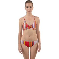 Abstract Background Pattern Textile Wrap Around Bikini Set by Celenk