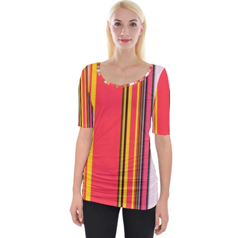 Abstract Background Pattern Textile Wide Neckline Tee by Celenk