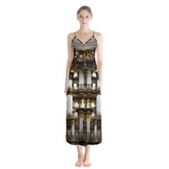 Organ Church Music Organ Whistle Button Up Chiffon Maxi Dress by Celenk