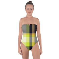 Tartan Abstract Background Pattern Textile 5 Tie Back One Piece Swimsuit by Celenk