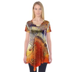 Dirty Dirt Image Spiral Wave Short Sleeve Tunic  by Celenk