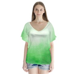 Ombre V-neck Flutter Sleeve Top by ValentinaDesign