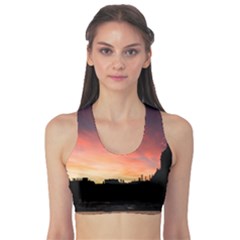Sunset Silhouette Sun Sky Evening Sports Bra by Celenk