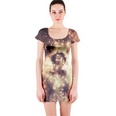 Science Fiction Teleportation Short Sleeve Bodycon Dress by Celenk