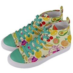 Cute Fruits Pattern Women s Mid-top Canvas Sneakers by paulaoliveiradesign