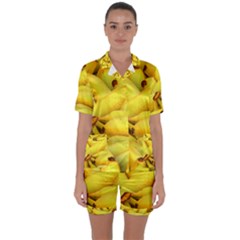 Yellow Banana Fruit Vegetarian Natural Satin Short Sleeve Pyjamas Set by Celenk