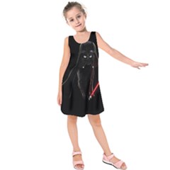 Darth Vader Cat Kids  Sleeveless Dress by Valentinaart