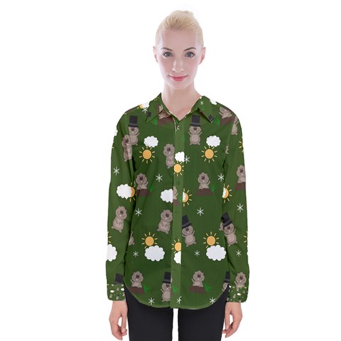 Groundhog Day Pattern Womens Long Sleeve Shirt by Valentinaart