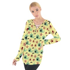 Yellow Sea Whales Tie Up Tee by snowwhitegirl