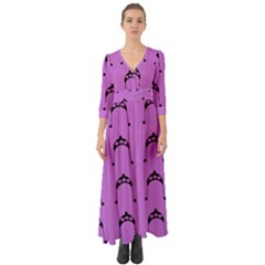 Violet Flower Hat Button Up Boho Maxi Dress by snowwhitegirl