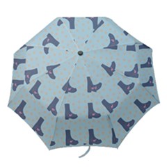 Deer Boots Teal Blue Folding Umbrellas by snowwhitegirl