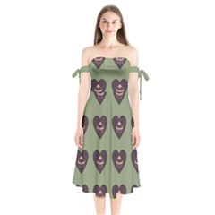 Cupcake Green Shoulder Tie Bardot Midi Dress by snowwhitegirl