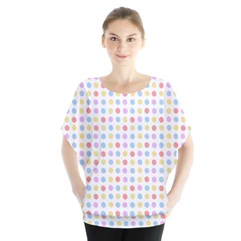 Blue Pink Yellow Eggs On White Blouse by snowwhitegirl