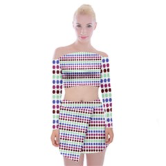 Multi White Dots Off Shoulder Top With Mini Skirt Set by snowwhitegirl