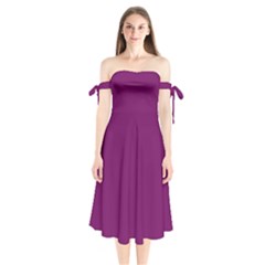 Magenta Ish Purple Shoulder Tie Bardot Midi Dress by snowwhitegirl