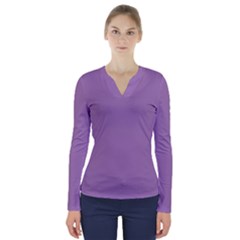 Grey Lily V-neck Long Sleeve Top by snowwhitegirl