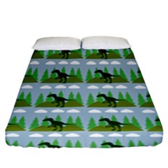 Dino In The Mountains Blue Fitted Sheet (king Size) by snowwhitegirl