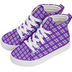 Purple Tartan Kid s Hi-top Skate Sneakers by jumpercat