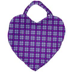Purple Tartan Giant Heart Shaped Tote by jumpercat