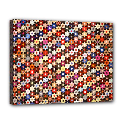 Mosaic Pattern Quilt Pattern Canvas 14  X 11  (stretched) by paulaoliveiradesign