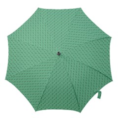 Pink Flowers Green Hook Handle Umbrellas (medium) by snowwhitegirl