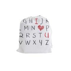 Love Alphabet Drawstring Pouches (medium)  by Valentinaart