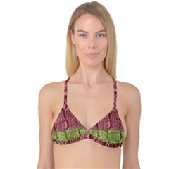 Knitted Wool Square Pink Green Reversible Tri Bikini Top by snowwhitegirl