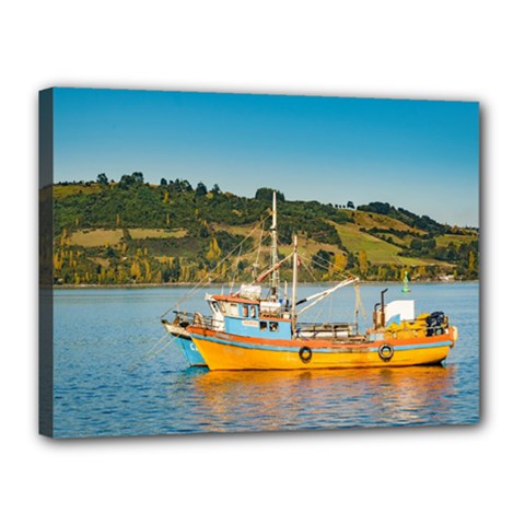 Fishing Boat At Lake, Chiloe, Chile Canvas 16  X 12  by dflcprints