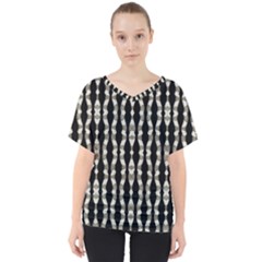 Wavy Stripes Pattern V-neck Dolman Drape Top by dflcprints