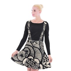 Background Abstract Beige Black Suspender Skater Skirt by Nexatart