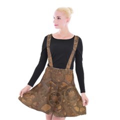 Background Steampunk Gears Grunge Suspender Skater Skirt by Nexatart