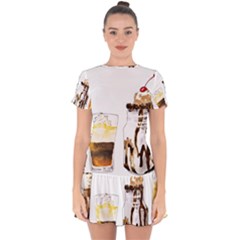 Coffee And Milkshakes Drop Hem Mini Chiffon Dress by KuriSweets