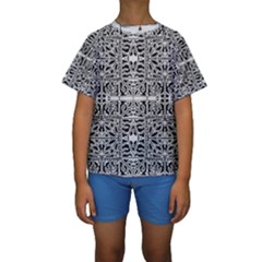 Dark Oriental Ornate Pattern Kids  Short Sleeve Swimwear by dflcprints