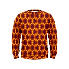 Black And Orange Diamond Pattern Kids  Sweatshirt by Fractalsandkaleidoscopes
