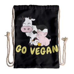 Friends Not Food - Cute Cow, Pig And Chicken Drawstring Bag (large) by Valentinaart