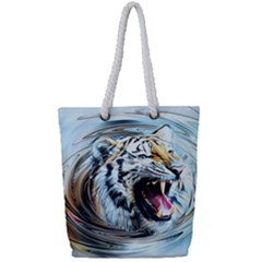 Tiger Animal Art Swirl Decorative Full Print Rope Handle Tote (small) by Nexatart