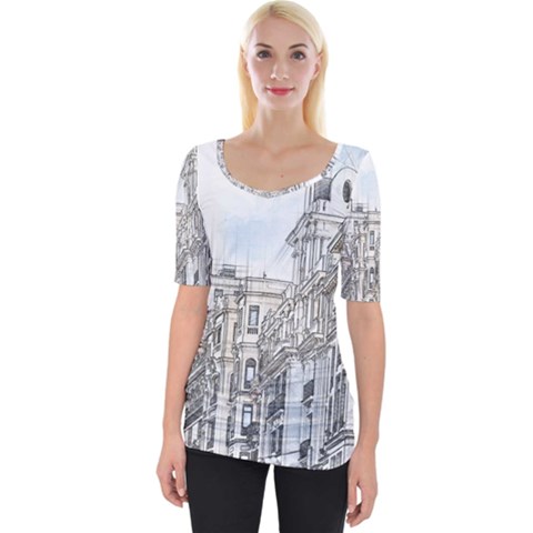 Architecture Building Design Wide Neckline Tee by Nexatart