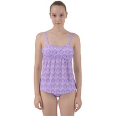 Damask Lilac Twist Front Tankini Set by snowwhitegirl