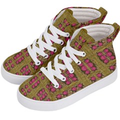 Bloom In Gold Shine And You Shall Be Strong Kid s Hi-top Skate Sneakers by pepitasart