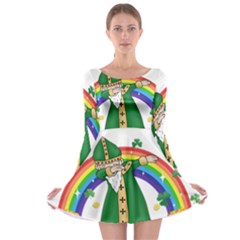  St  Patrick  Dabbing Long Sleeve Skater Dress by Valentinaart