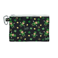 St Patricks Day Pattern Canvas Cosmetic Bag (medium) by Valentinaart