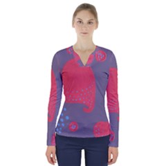 Lollipop Attacked By Hearts V-neck Long Sleeve Top by snowwhitegirl