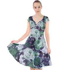 Rose Bushes Green Cap Sleeve Front Wrap Midi Dress by snowwhitegirl