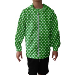 White Heart-shaped Clover On Green St  Patrick s Day Hooded Wind Breaker (kids) by PodArtist