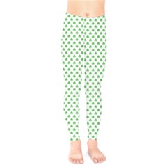 Green Heart-shaped Clover On White St  Patrick s Day Kids  Legging by PodArtist
