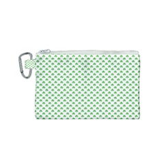 Green Heart-shaped Clover On White St  Patrick s Day Canvas Cosmetic Bag (small) by PodArtist