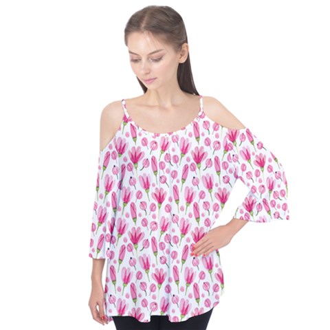 Watercolor Spring Flowers Pattern Flutter Tees by TastefulDesigns