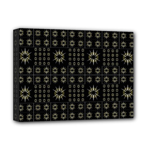 Dark Ethnic Stars Motif Pattern Deluxe Canvas 16  X 12   by dflcprints