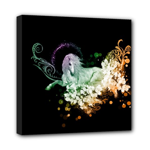Wonderful Unicorn With Flowers Mini Canvas 8  X 8  by FantasyWorld7